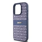 DKNY PU kožený zadný kryt s opakujúcim sa vzorom pre iPhone 14 Pro Max Blue