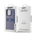 DKNY PU kožený zadný kryt s opakujúcim sa vzorom pre iPhone 14 Pro Max Blue
