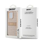 DKNY PU kožený zadný kryt s opakujúcim sa vzorom pre iPhone 15 Pro Max Pink