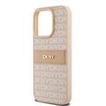 DKNY PU kožený zadný kryt s opakujúcim sa vzorom pre iPhone 15 Pro Pink