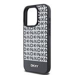 DKNY PU Leather Repeat Pattern Bottom Stripe MagSafe Zadní Kryt pro iPhone 12/12 Pro Black