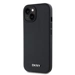 DKNY PU Leather Silver Metal Logo Magsafe Zadní Kryt pro iPhone 13 Black