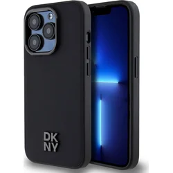 DKNY PU Leather Stack Logo Magsafe Zadní Kryt pro iPhone 15 Pro Max Black