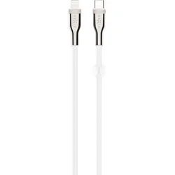 Dlhý nabíjací a dátový opletený kábel FIXED s konektormi USB-C/Lightning a podporou PD, 2 m, MFI, biely