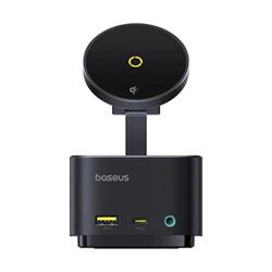 Dokovací stanice 7v1 Baseus MagPro 100W/15W Qi2, 2xUSB-C, 2xUSB, 1xHDMI, SD/microSD slot černá