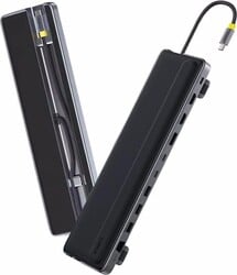 Dokovacia stanica 12 v 1 Baseus EliteJoy EH3 100 W, 3x USB-C, 3x USB, 2x HDMI, 1x DP, 1x RJ45, slot na SD kartu, sivá