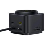 Dokovacia stanica 7 v 1 Baseus MagPro 100W/15W Qi2, 2xUSB-C, 2xUSB, 1xHDMI, slot SD/microSD čierna