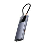 Dokovacia stanica Baseus Metal Gleam 2 Series 6v1 (2xUSB 3.0, USB-C, USB-C PD, HDMI, RJ45) sivá