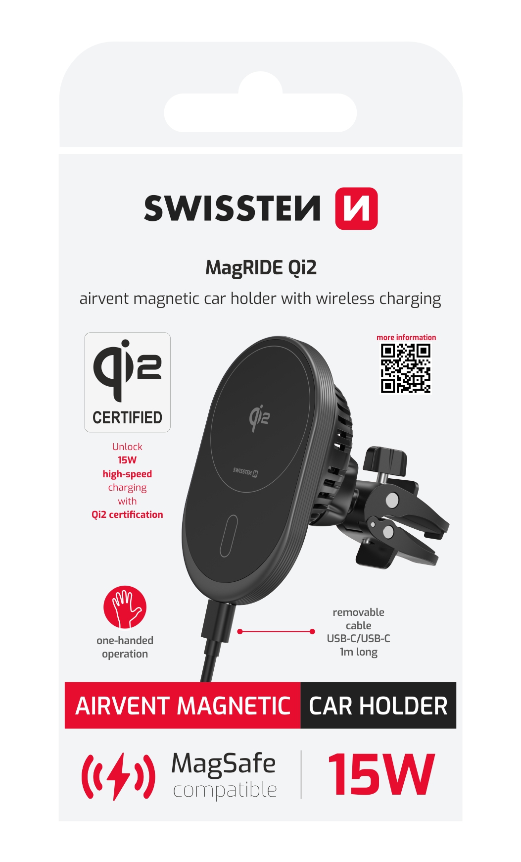 Držiak Swissten MagRide s nabíjaním 15 W