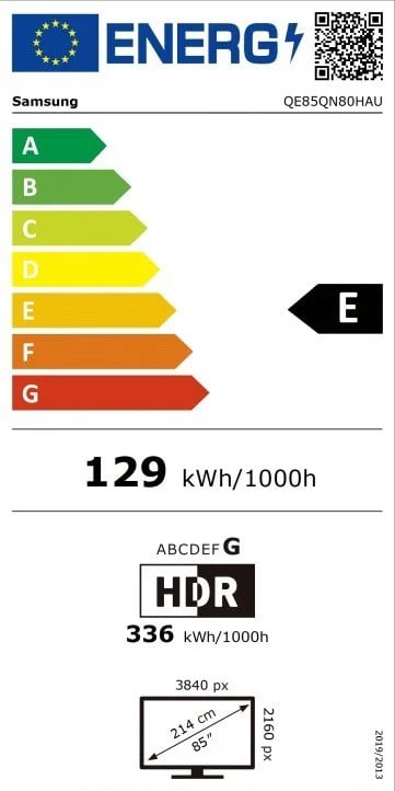 DTT SAMSUNG QE85QN80H SMART, Neo QLED, Mini LED, 215 cm, 4K Ultra HD, 100/120 (144) Hz, Direct, DVB-T2/S2/C