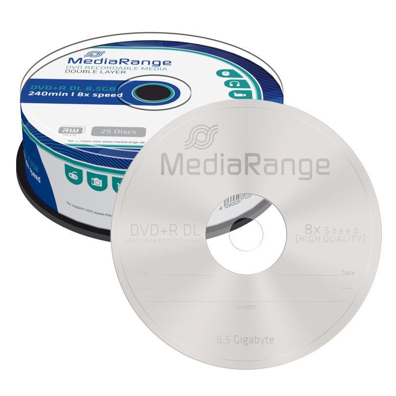 DVD+R DL MediaRange 8.5GB 8x SPINDL (25pack) MR469