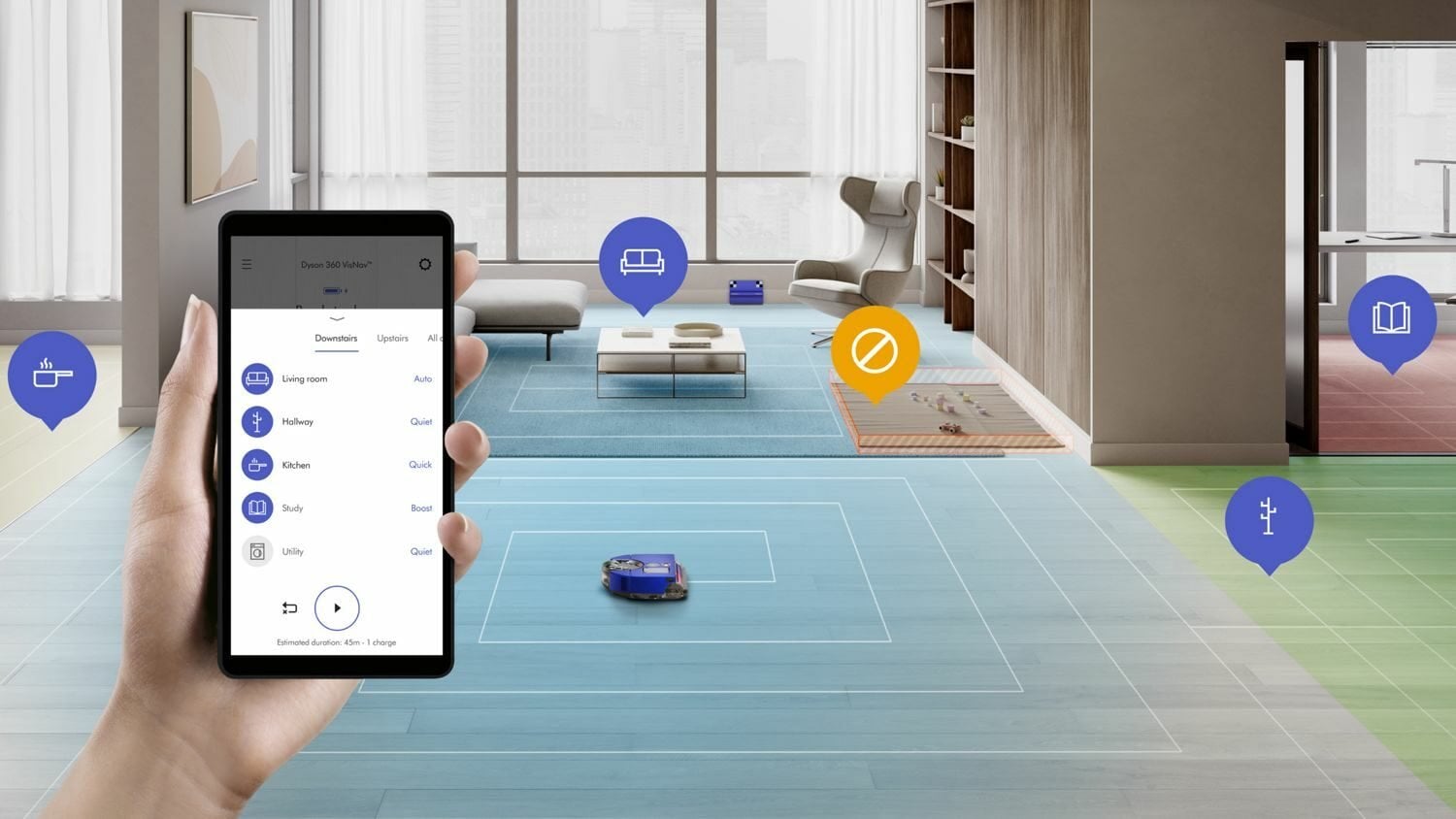 Dyson 360 Vis Nav, modrá/sivá