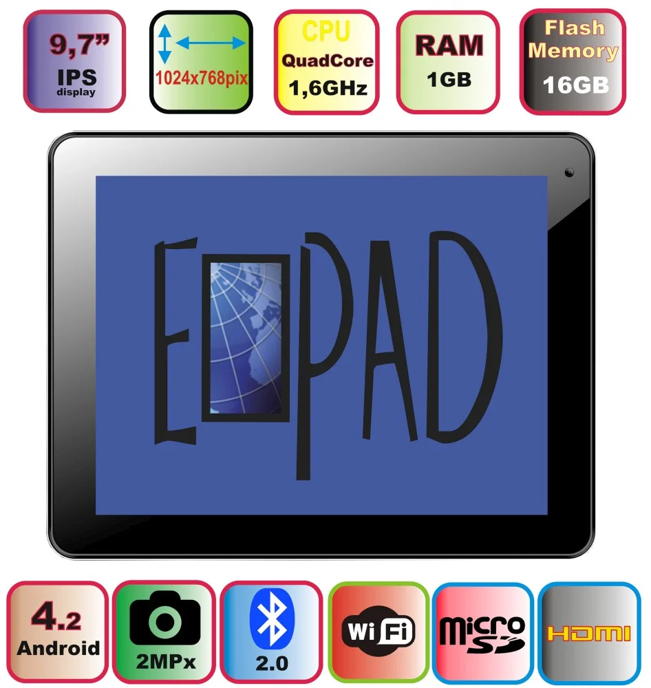 EPad tablet QUAD IPS 9,7" Black (TSM973G) TSBOHEMIA.CZ