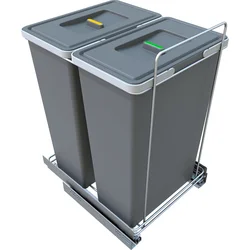 Elletipi Vestavný odpadkový koš ECOFIL - výsuvný, s rámem, 35+35 l