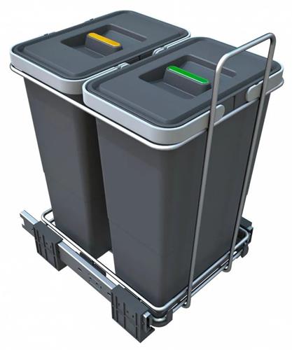 Elletipi Vestavný odpadkový koš ECOFIL - výsuvný, s rámem, 8+8 l