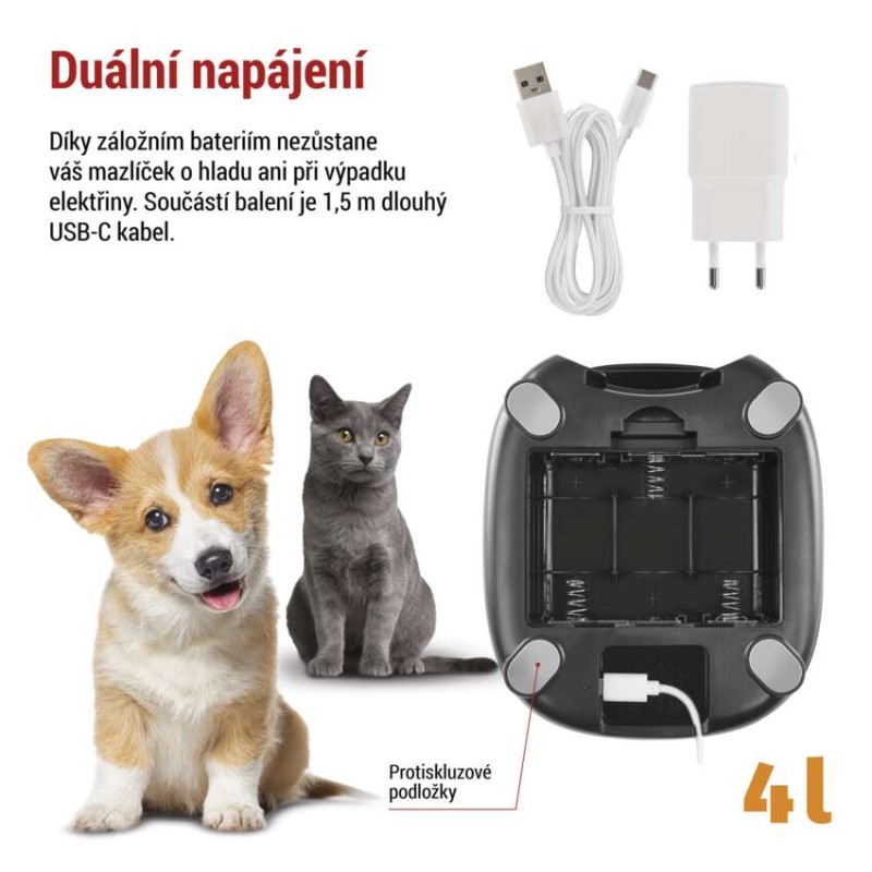 EMOS GoSmart dávkovač krmiva Pet Care, 4 l, černý, Wi-Fi