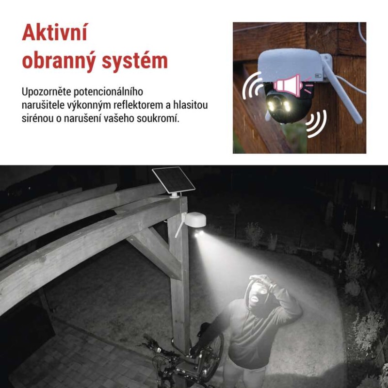 EMOS GoSmart Venkovní bateriová kamera IP-1200 WASP s WiFi a solárním panelem
