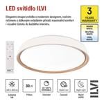 EMOS LED nástenné svietidlo ILVI, kruhové 30 W, stmievateľné so zmenou CCT, biela + drevo