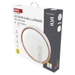 EMOS LED nástenné svietidlo ILVI, kruhové 45 W, stmievateľné so zmenou CCT, biela + drevo