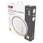 EMOS LED přisazené svítidlo ILVI, kruhové 30W, stmív. se změnou CCT, bílá+dřevo