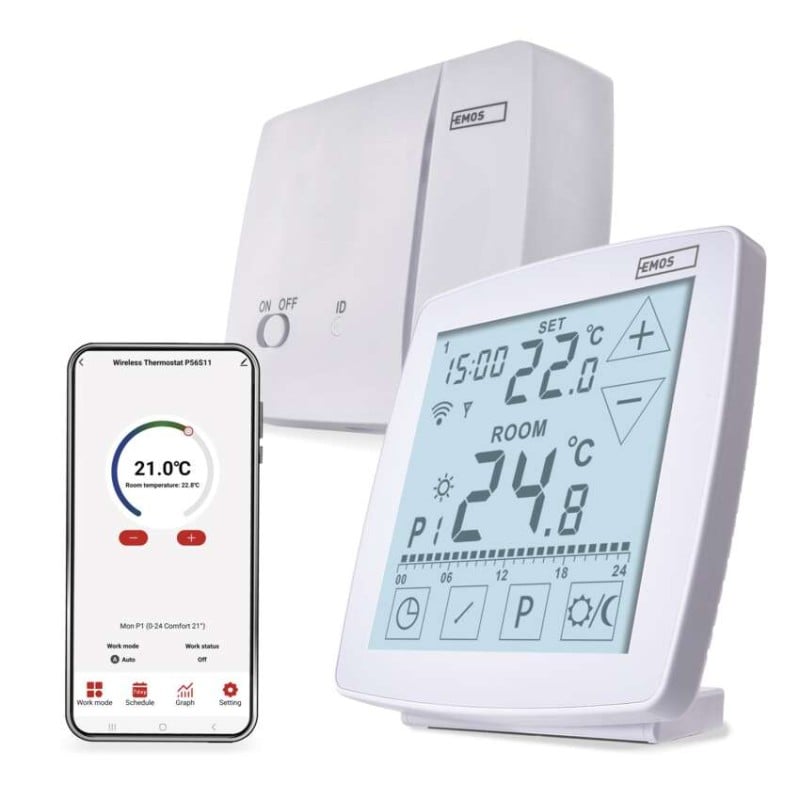 EMOS Pokojový programovatelný bezdrátový WiFi GoSmart termostat P56S11