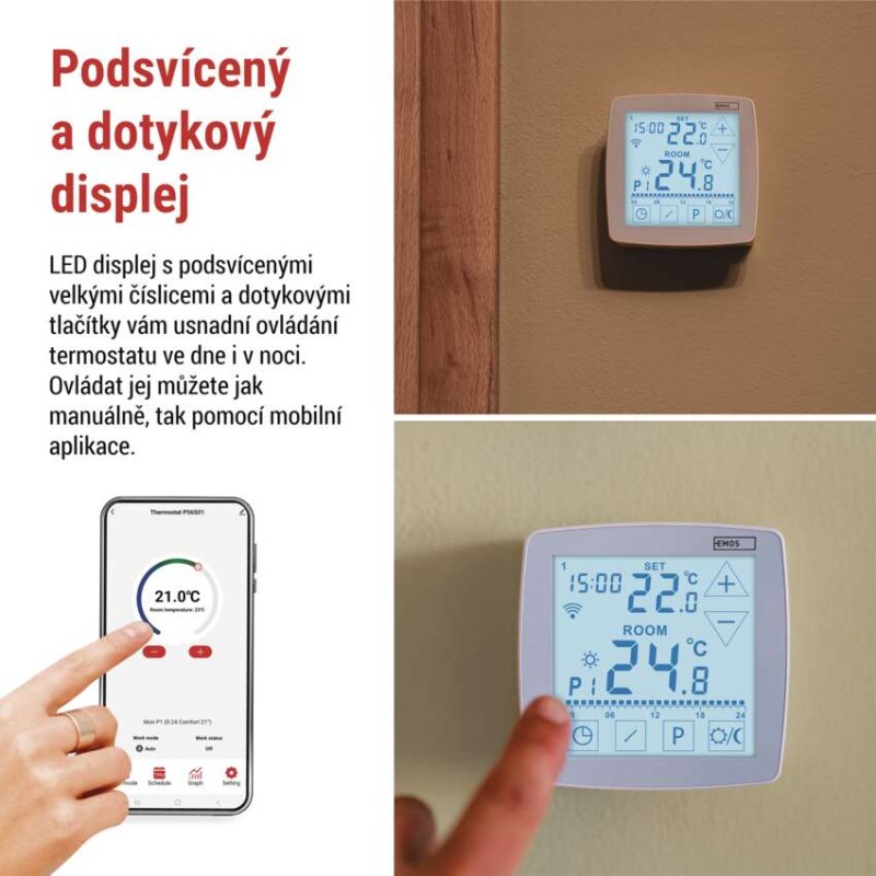 EMOS Pokojový programovatelný drátový WiFi GoSmart termostat P56S01