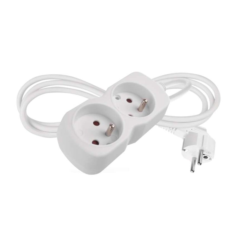 Emos prodlužovací kabel 1,4 m / 2 zásuvka / bílý / PVC / 1 mm2