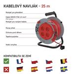 EMOS Prodlužovací kabel na bubnu, pevný střed, 25m