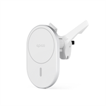 Epico Ellipse bezdrátová autonabíječka 15W s podporou uchycení MagSafe a s adaptérem v balení - bílo-stříbrná