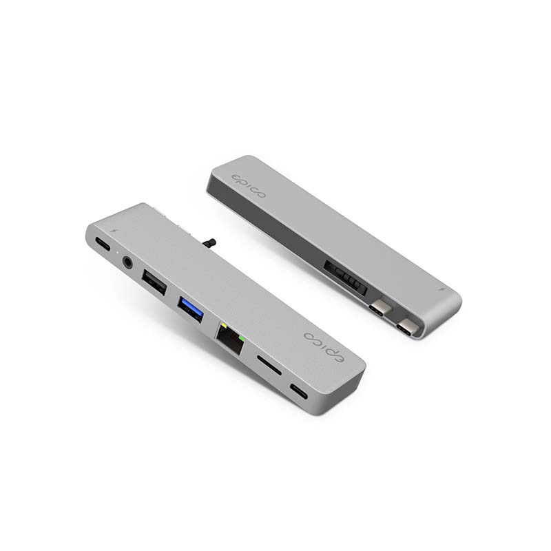 Epico Hub Pro III s USB-C pre notebooky a tablety - strieborný