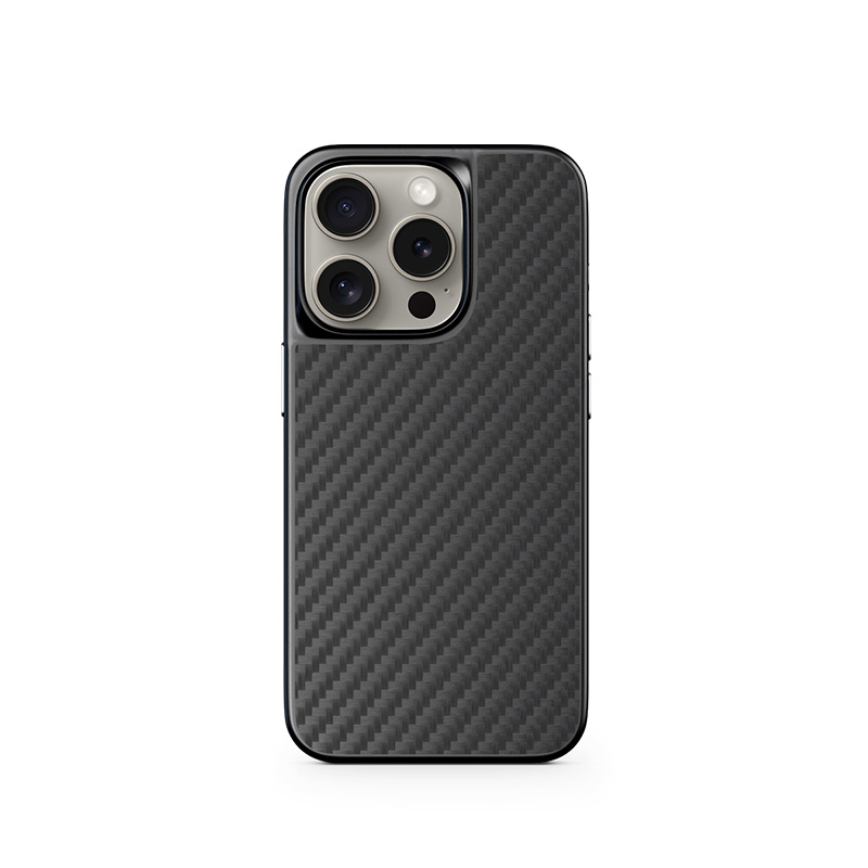 Epico Mag+ Hybrid Carbon Case - puzdro kompatibilné s MagSafe pre iPhone 15 Pro Max - čierne