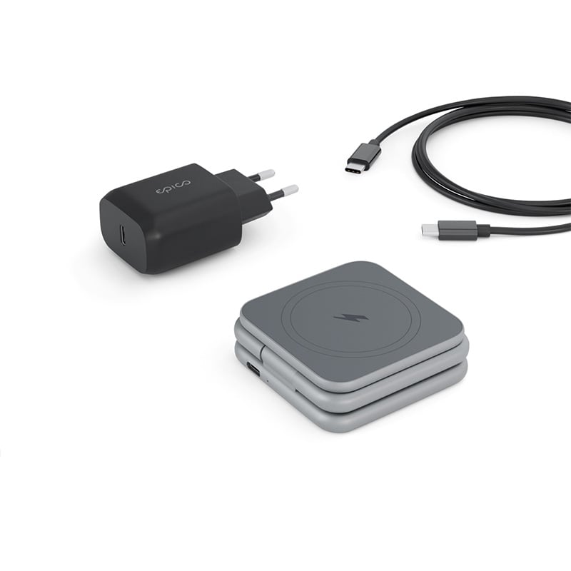 Epico Mag+ skladateľná bezdrôtová nabíjačka s podporou MagSafe – vesmírne šedá