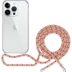 EPICO priehľadný kryt so šnúrkou pre iPhone 14 Pro - ružový