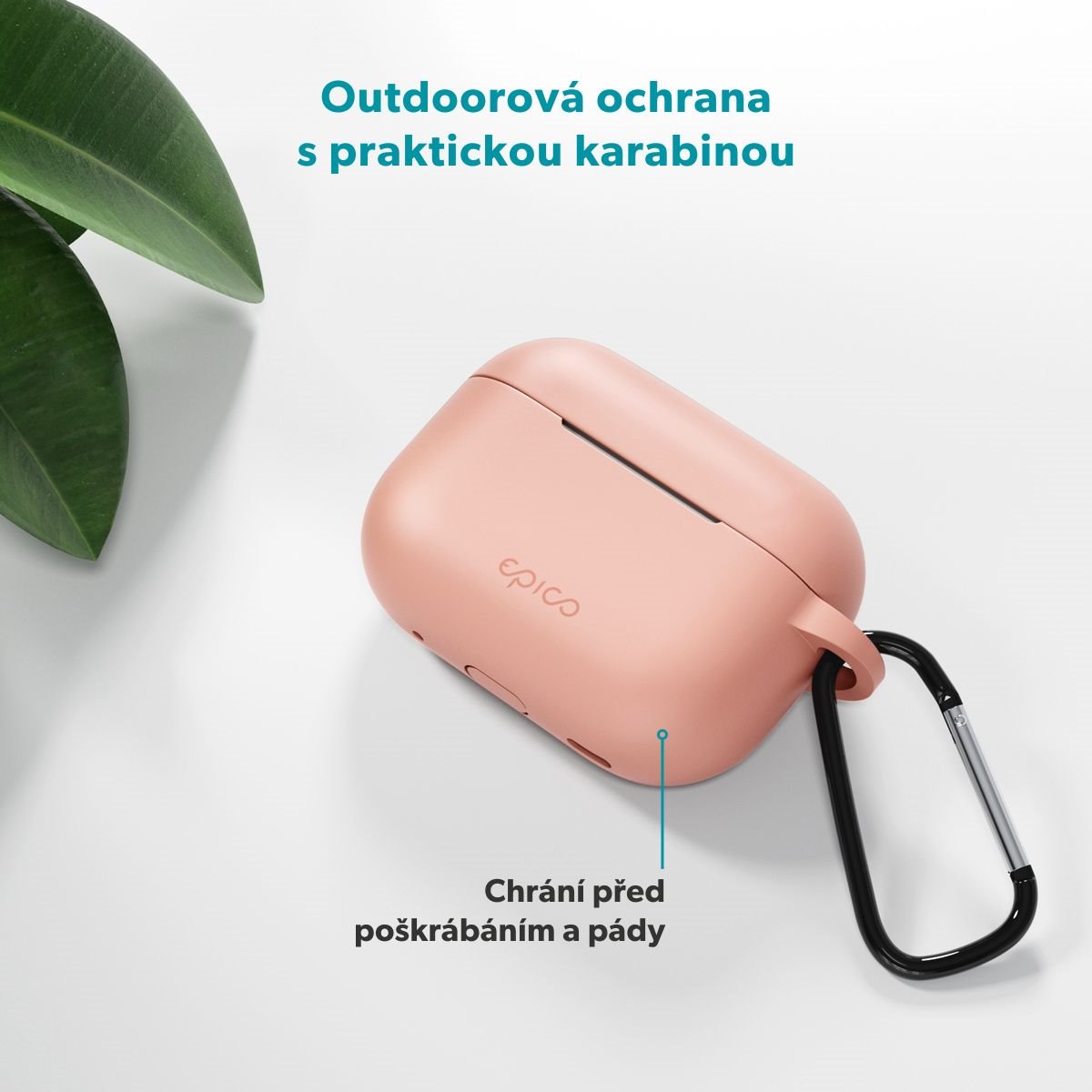 Epico silikonové pouzdro s karabinou | AirPods Pro 3 | růžová | bezpečnostní karabina
