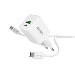 Epico UltraBoost EA10 20W GaN Wall Charger Bundle with USB-C to USB-C 1.2m Cable - bílá