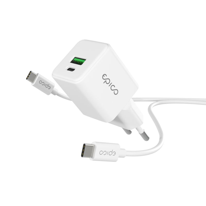 Epico UltraBoost EA20 20W GaN Power Fast Charger + 1,2m kábel USB-C - biely