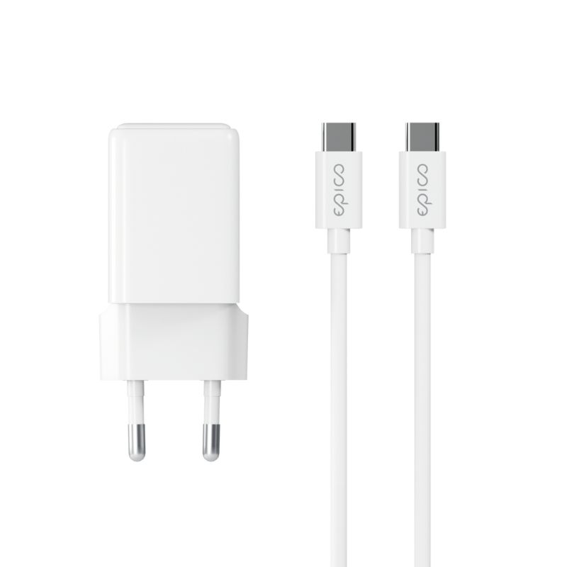 Epico UltraBoost GaN 35W síťová rychlonabíječka EA35 + 1,2m USB-C kabel - bílá