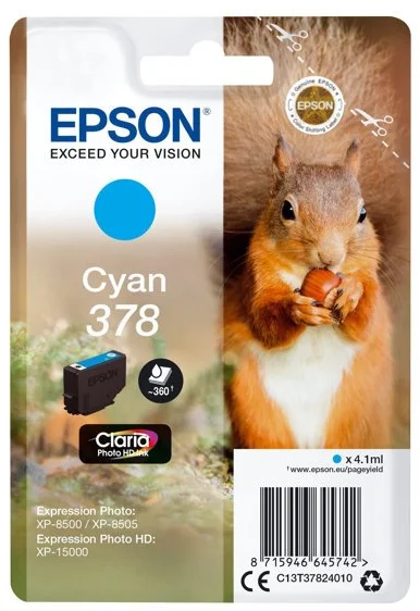 Epson 378 Claria Photo HD Ink Cyan, azúrová - originálne C13T37824010
