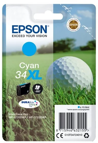 Epson Singlepack 34XL DURABrite Ultra Ink T3472 azúrová - originálne C13T34724010