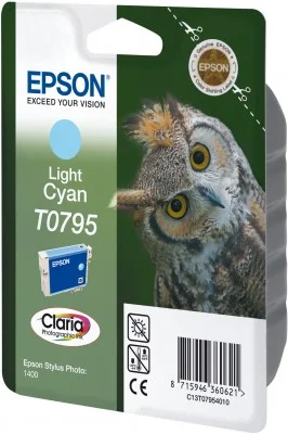 Epson T0795 Light Cyan Claria Photographic Ink 11ml pre Stylus Photo 1400 - originálne C13T07954010