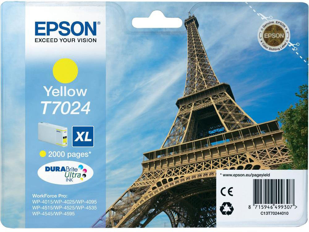 Epson T7024 XL Yellow, až 2000 strán, pre série WP4000/4500 (WP-4015,WP-4025,WP-4515,WP-4525,WP-4535,WP-4545) - originálne C13T70