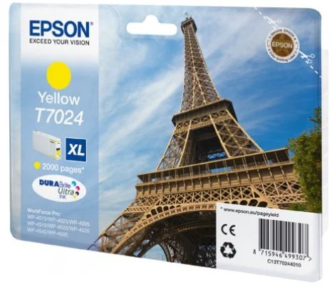 Epson T7024 XL Yellow, až 2000 strán, pre série WP4000/4500 (WP-4015,WP-4025,WP-4515,WP-4525,WP-4535,WP-4545) - originálne C13T70