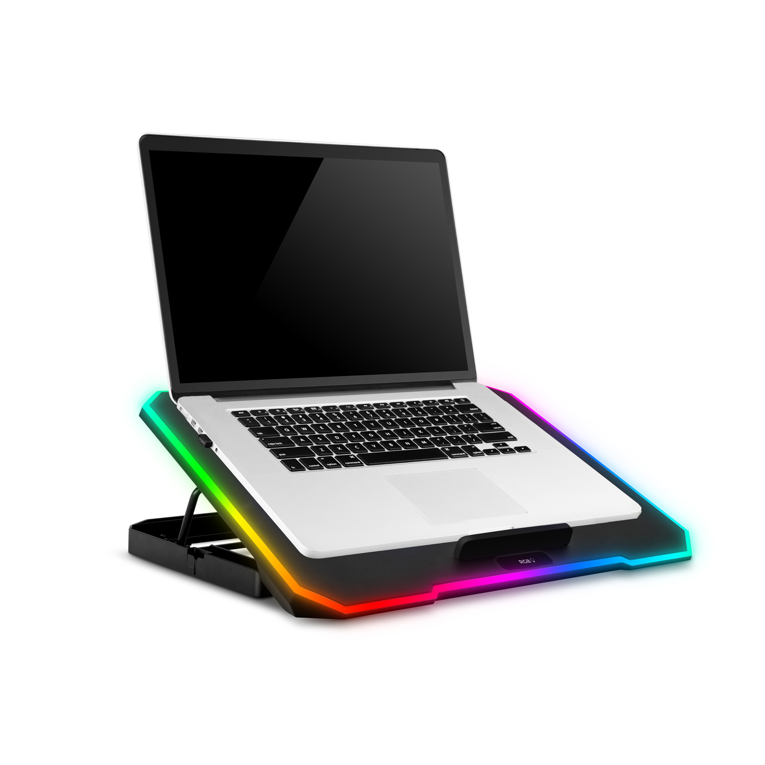 EVOLVEO CoolPro, chladiaca podložka pod notebook, 2 ventilátory, RGB podsvietenie, čierna