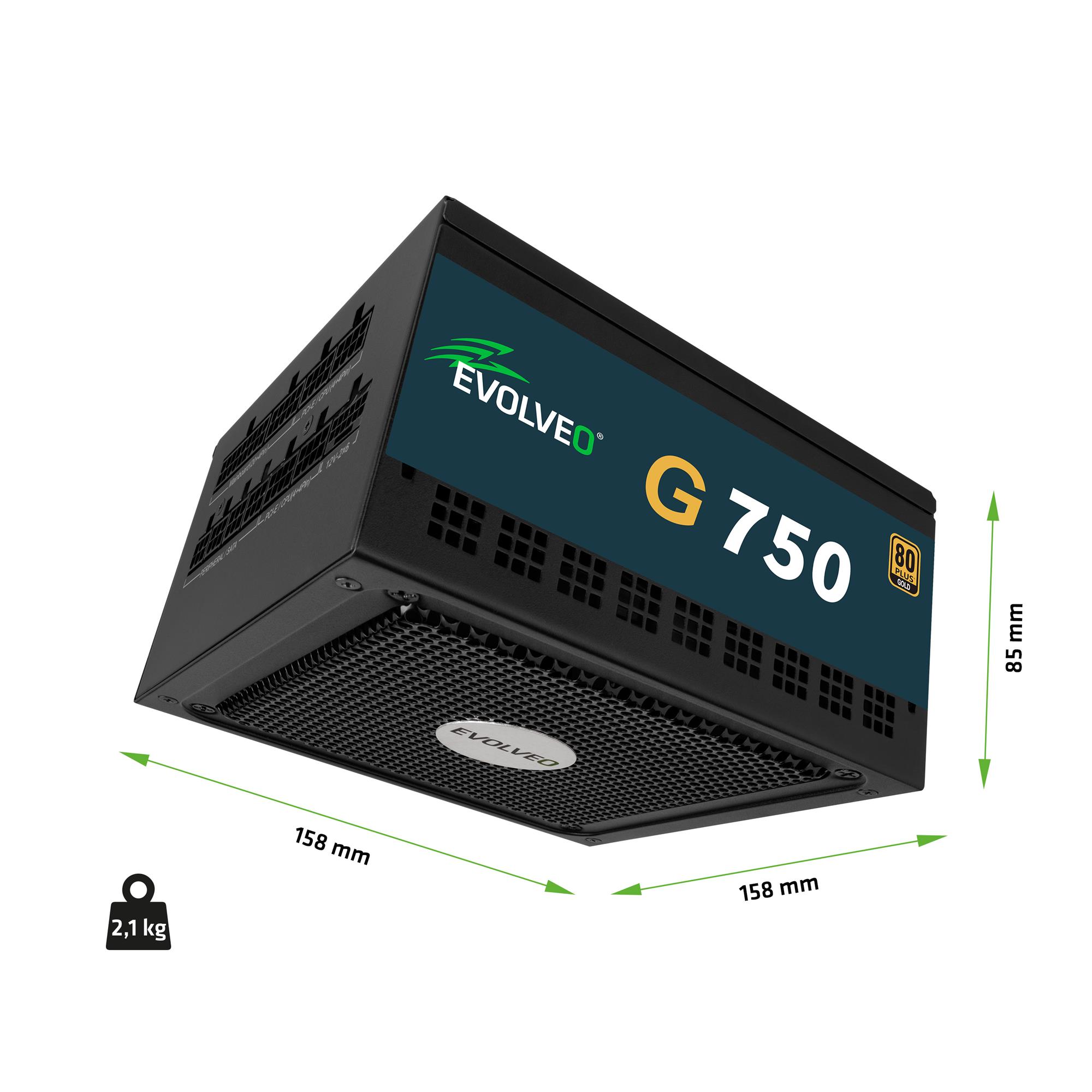 EVOLVEO G750, zdroj 750W, 80+ GOLD, ATX 3.1, PCIe 5.1, Modulární