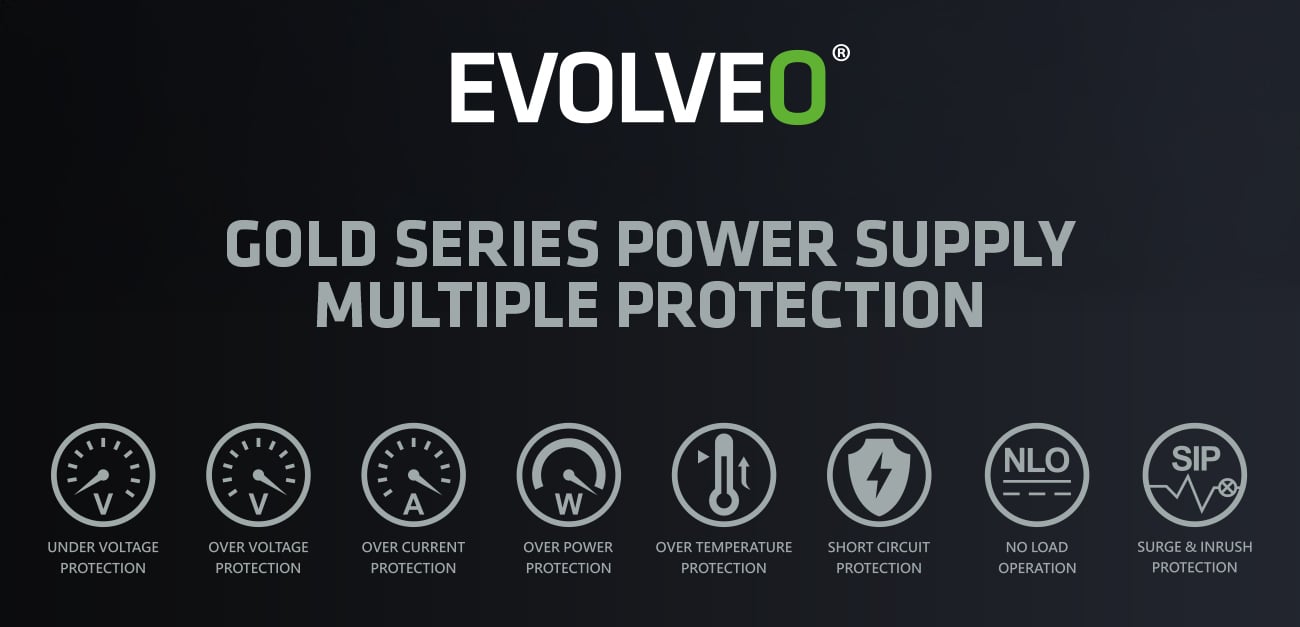 EVOLVEO G850, 850W, 80+ GOLD, ATX 3.1, PCIe 5.1, modulárny