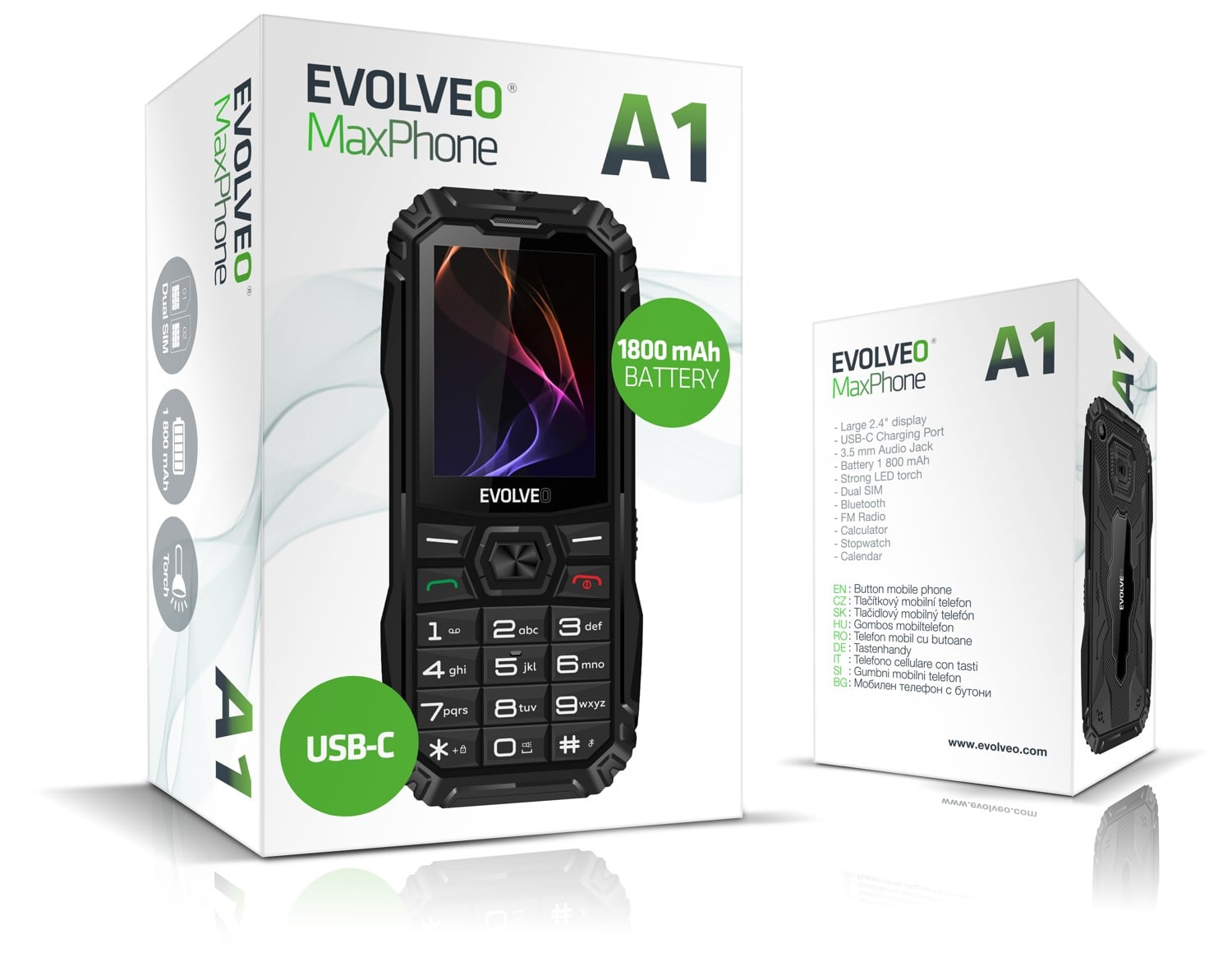 EVOLVEO MaxPhone A1, tlačidlový telefón s podporou dvoch SIM kariet, čierny