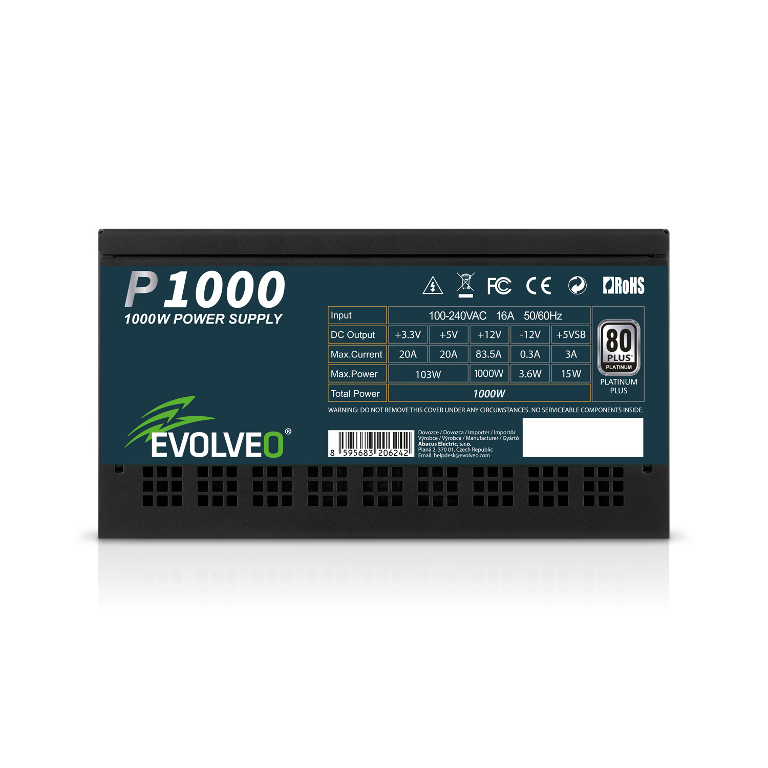 EVOLVEO P1000, 1000W, 80+ PLATINUM, ATX 3.1, PCIe 5.1, modulárny