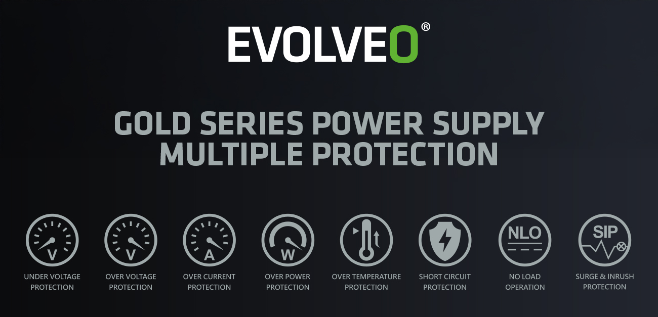 EVOLVEO P1000, 1000W, 80+ PLATINUM, ATX 3.1, PCIe 5.1, modulárny