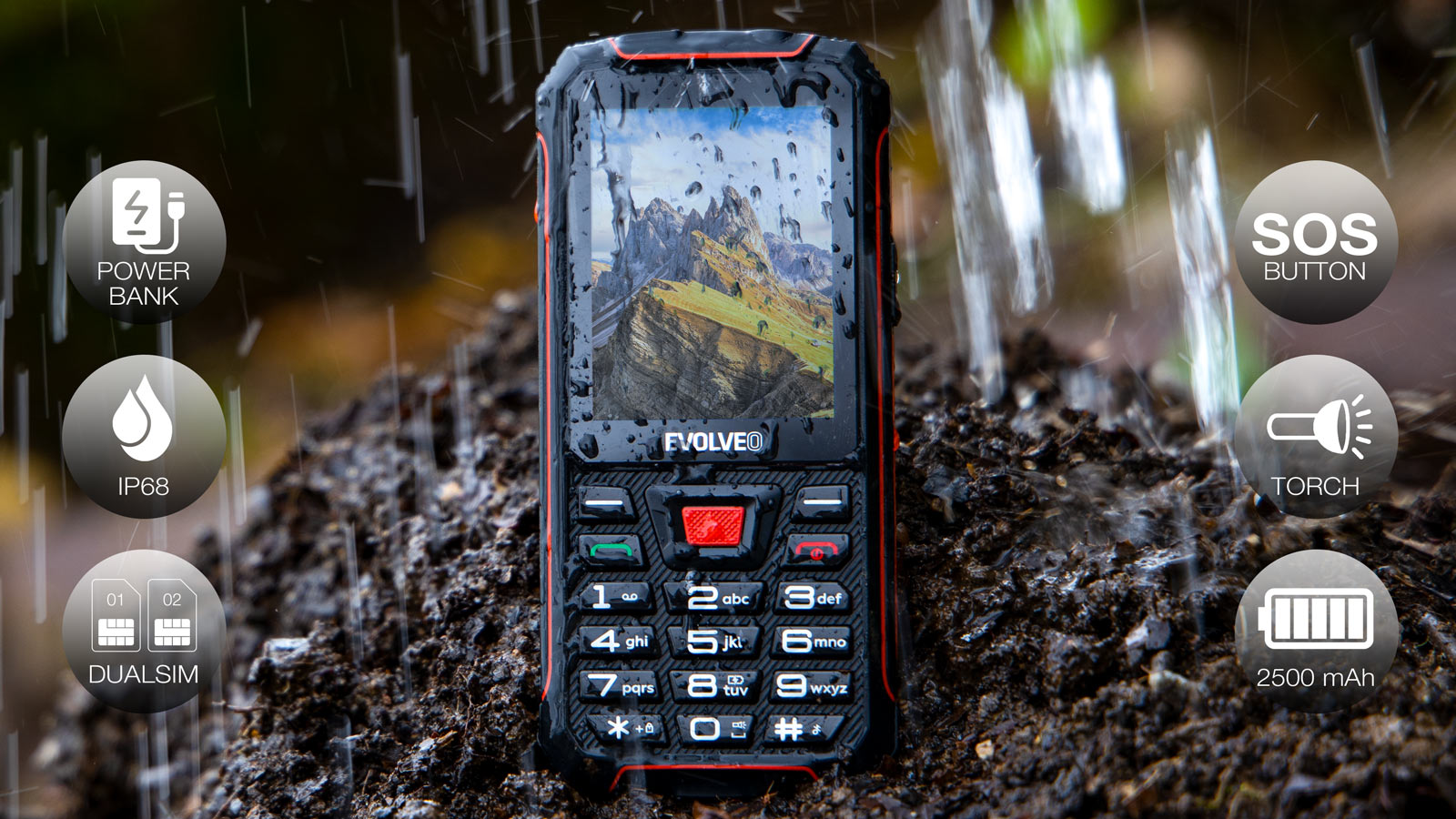 EVOLVEO StrongPhone W4 čierno-červený