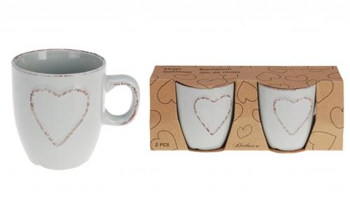 Excellent Houseware Hrnek na espresso srdce 150 ml sada 2 ks, šedá